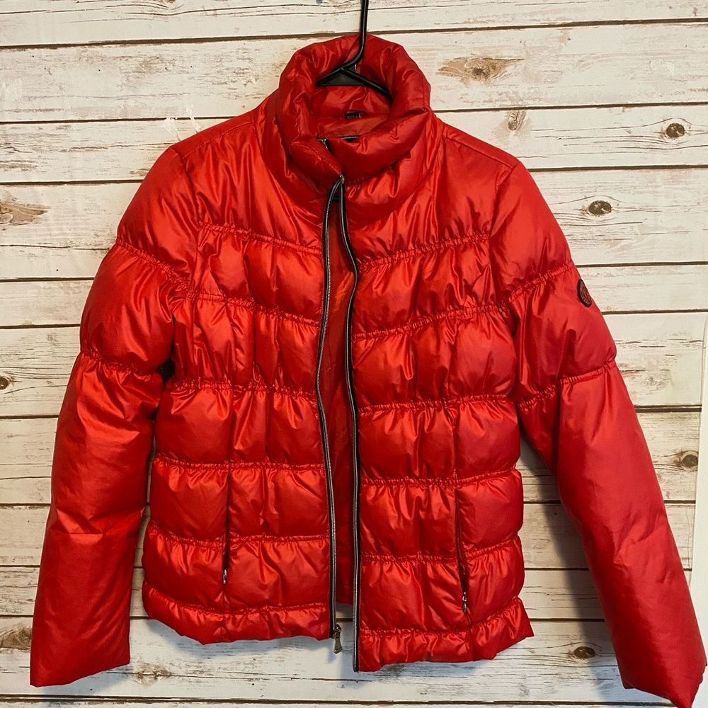 Guess Jeans Women's Red Down Puffer Jacket Sz S - Picture 2 of 7